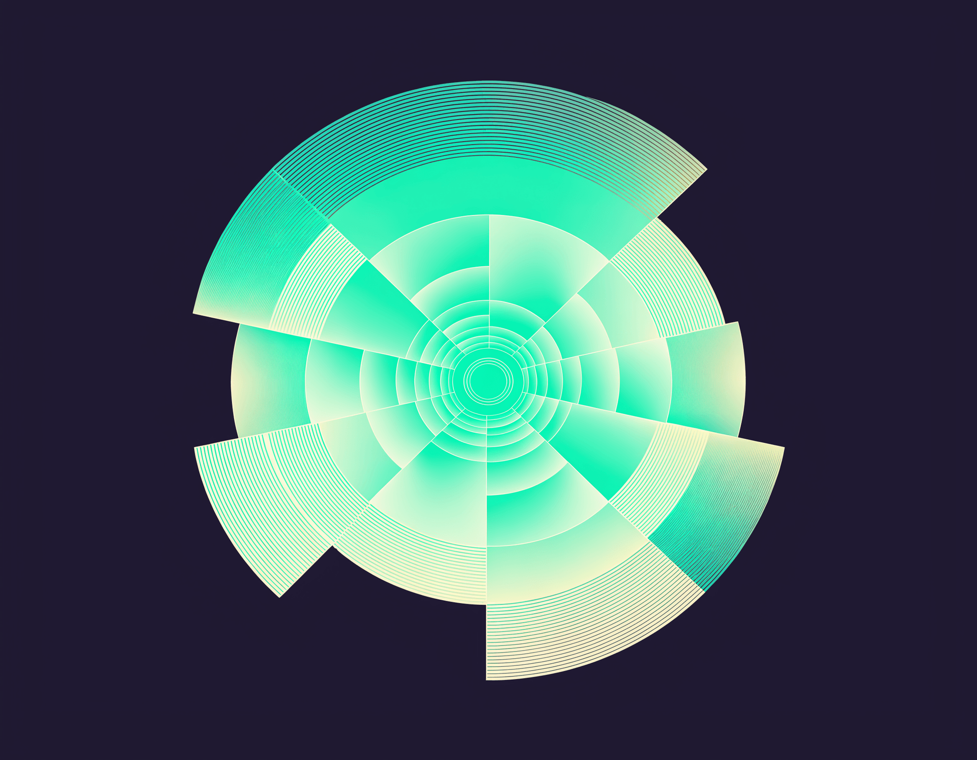 Abstract geometric illustration of expense categorization with nested circles and sectors